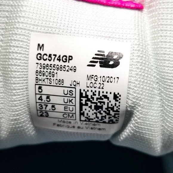 New Balance 574 Girls Running Sneaker Grey Pink - Picture 12 of 12